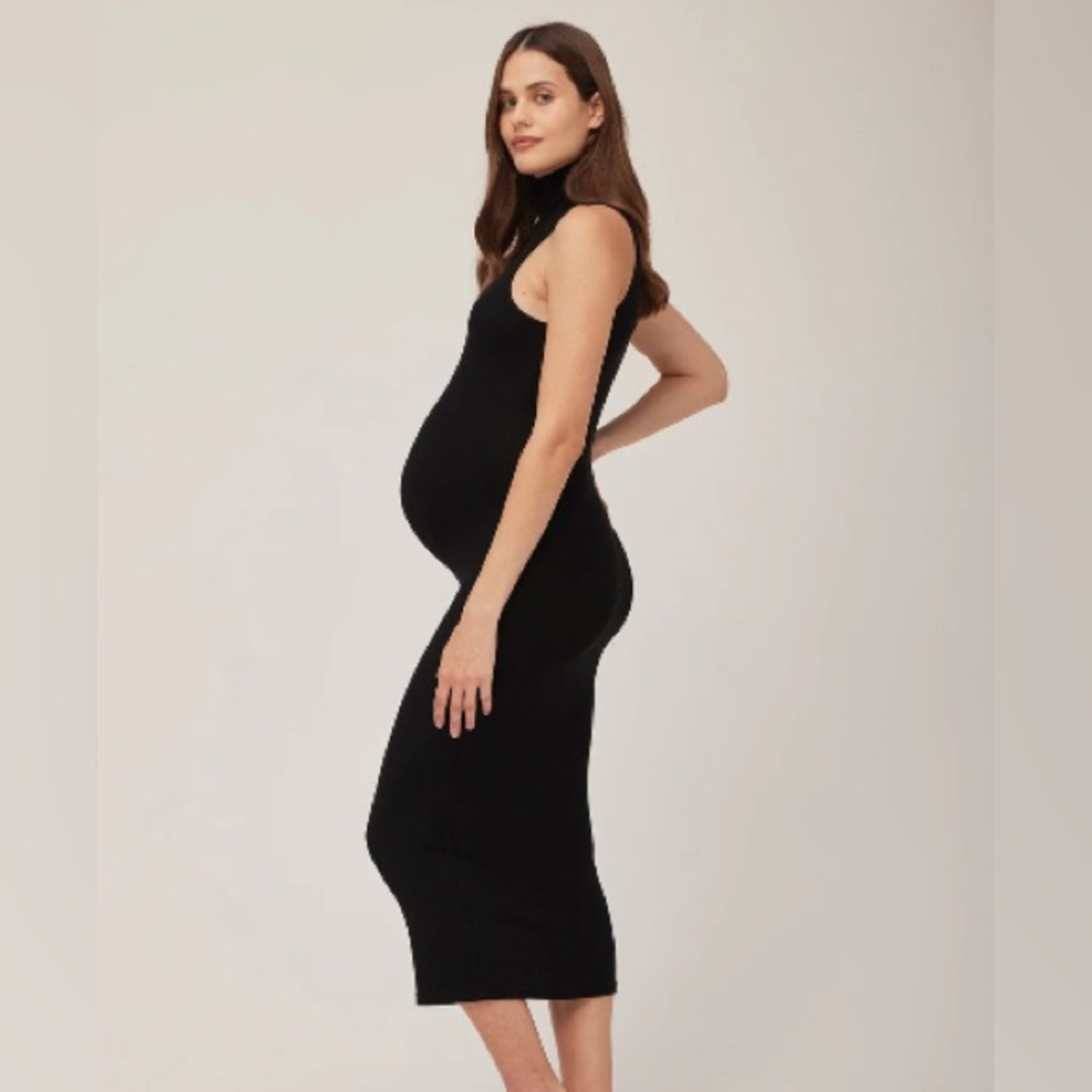Bumpsuit - Soft Rib Knit Sleeveless Turtleneck Dress in Black - Size XS 0/2